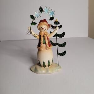 Charming Snowman Figurine with Textured Vest & Scarf